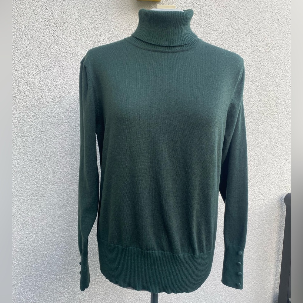 Cable & Gauge Long Sleeved Green Turtleneck Sweater XL